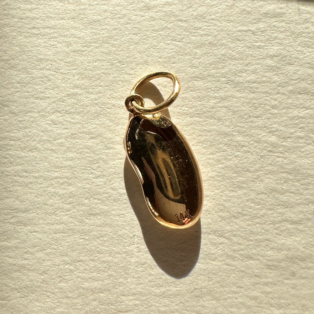 Solid 14k lucky bean pendant